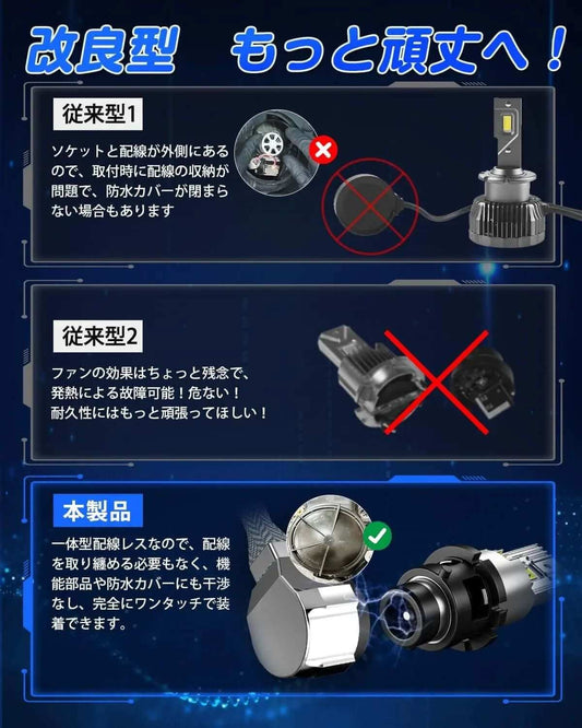 D2S LED ヘッドライト 車検対応 ポン付け 爆光 配線レス 6500k  3年保証付き - bordan - D2S LED ヘッドライト 車検対応 ポン付け 爆光 配線レス 6500k  3年保証付き - bordan - #tag1# 