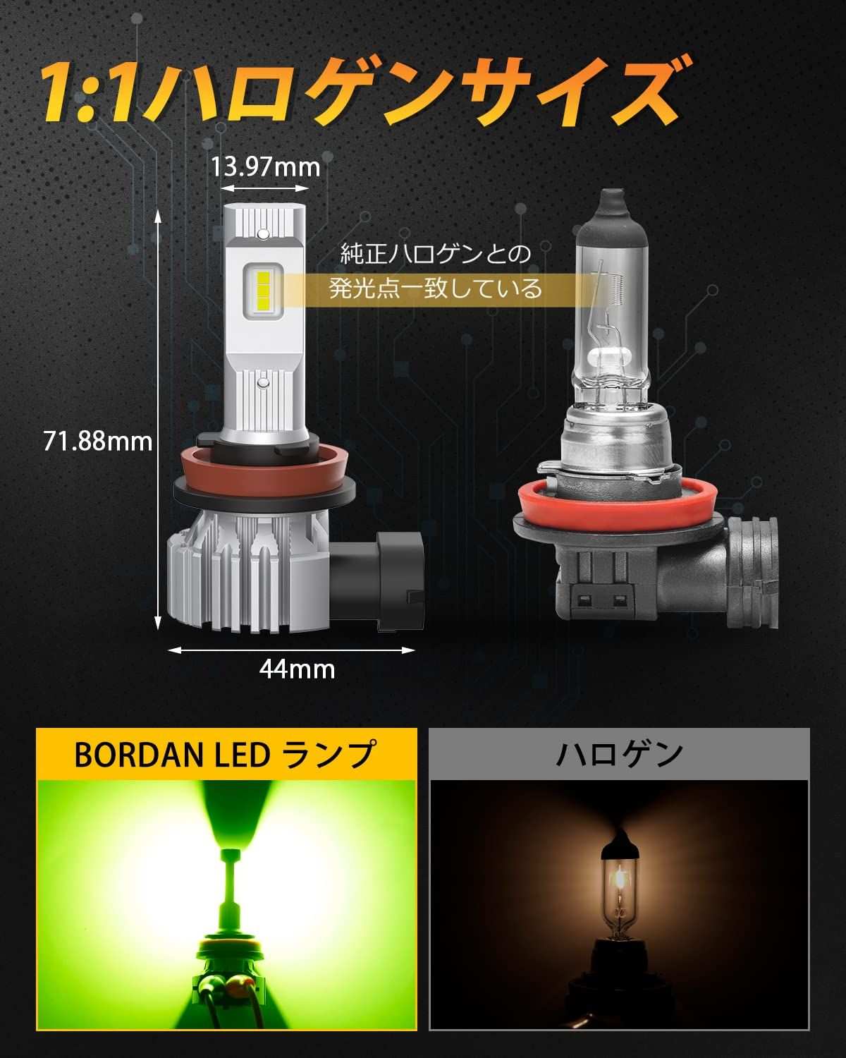 H8 H11 H16  LED フォグランプ 4600K イエロー 車検対応 キャンセラー内蔵 - bordan - H8 H11 H16  LED フォグランプ 4600K イエロー 車検対応 キャンセラー内蔵 - bordan - #tag1# 