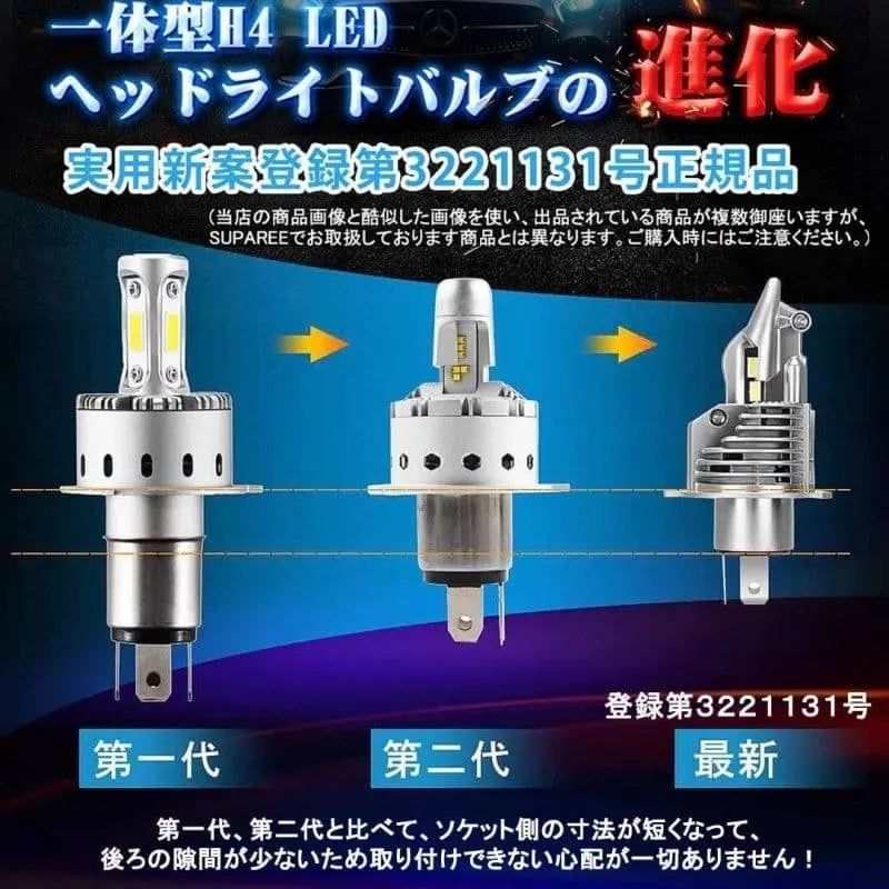 SUPAREE 一体型 H4 バイクledヘッドライト H4 Hi/Lo ledバルブ 車検対応 6500K 27W ホワイト ライトバルブ 1個入 - bordan - SUPAREE 一体型 H4 バイクledヘッドライト H4 Hi/Lo ledバルブ 車検対応 6500K 27W ホワイト ライトバルブ 1個入 - bordan - #tag1# 