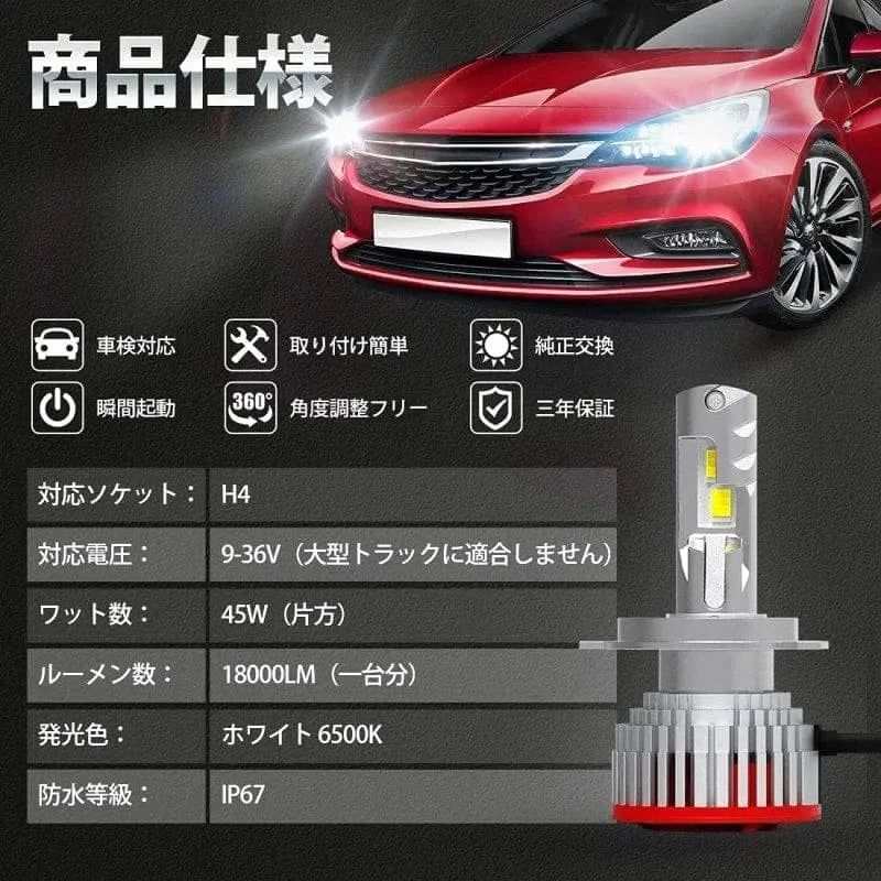 h4ヘッドライト HI/LO切替  6500K ハイパワー LEDバルブ - bordan - h4ヘッドライト HI/LO切替  6500K ハイパワー LEDバルブ - bordan - #tag1# 