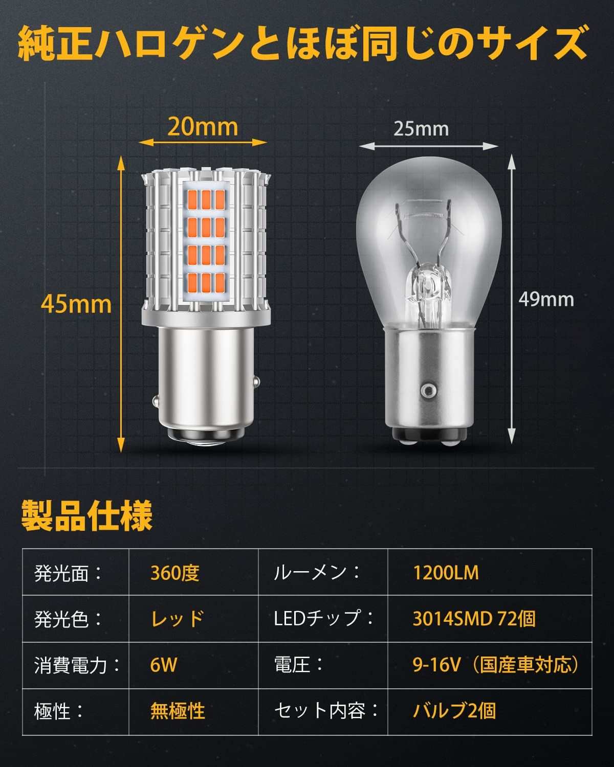 s25 ダブル led ストップ ランプ レッド 爆光 テールランプ車用 無極性 - bordan - s25 ダブル led ストップ ランプ レッド 爆光 テールランプ車用 無極性 - bordan - #tag1# 